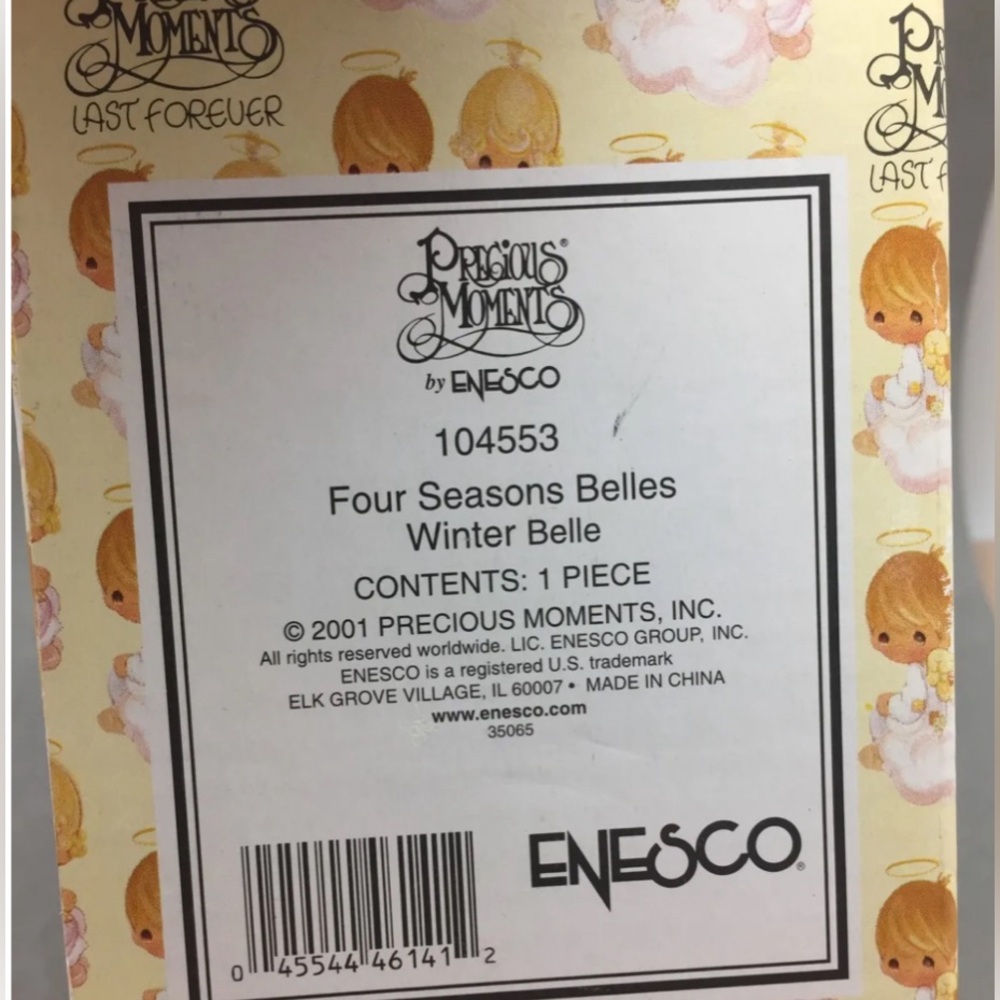 NIB Precious Moments by Enesco 104553!2001 Four Seasons Belles Winter Belle